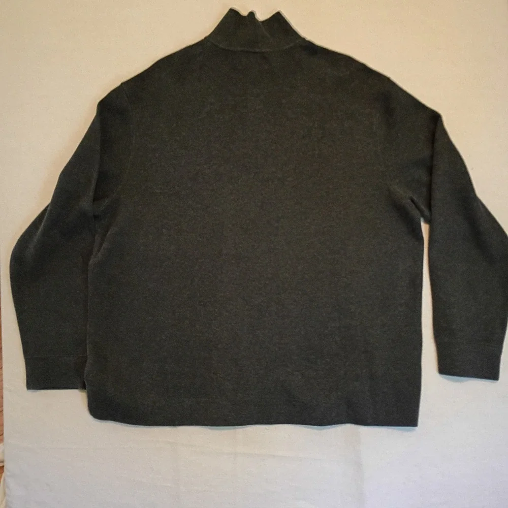 Polo Ralph Lauren Mens XXL Dark Grey Quarter Zip Cotton Pullover Sweater Pony